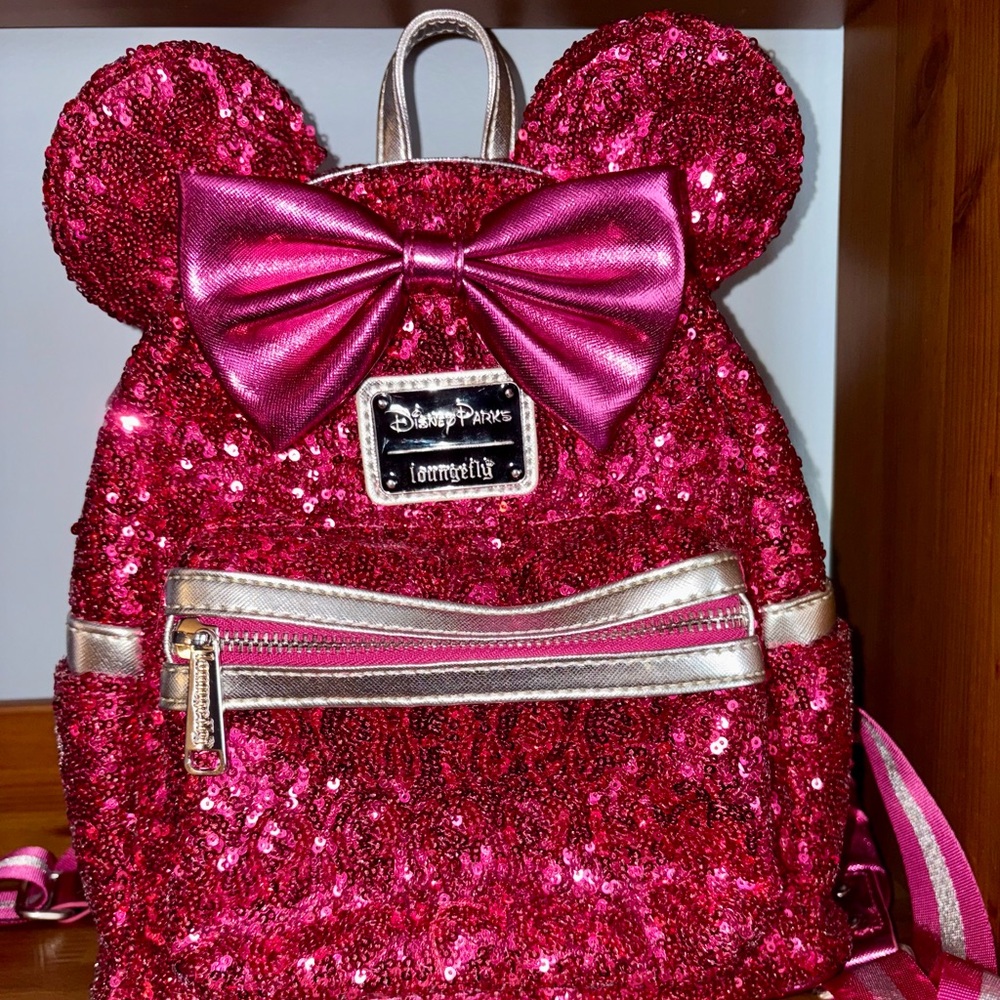 Loungefly Magenta Sequin Backpack with Bow